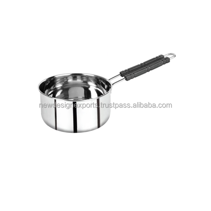 Modern 304 Stainless Steel Metal Sauce Milk Pan Induction Base Bakelite Handle 16cm LFGB Certified Saute Pans Gas &amp; Induction