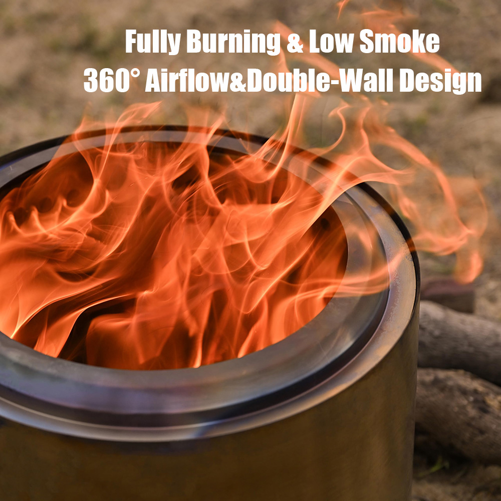 Stainless Steel 304 Outdoor Bonfires Brazier Stove Smokeless Camping Fire Pit Portable Wood Burning Lightweight Fireplace