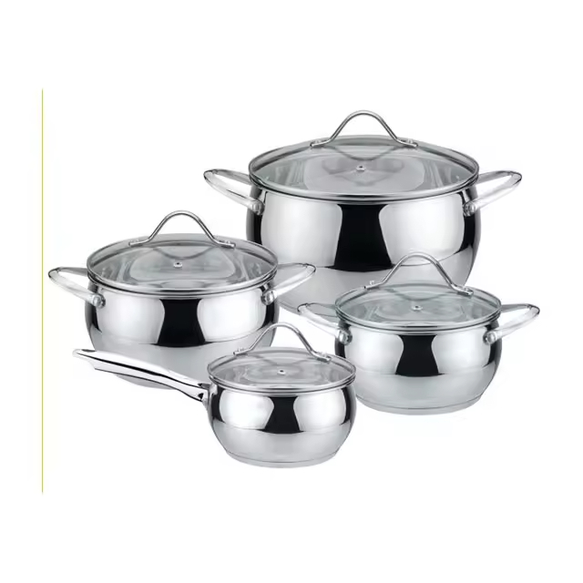 8-Piece Stainless Steel Apple Shaped Cookware Set Dutch Oven Pot with Induction Bottom for Cooking