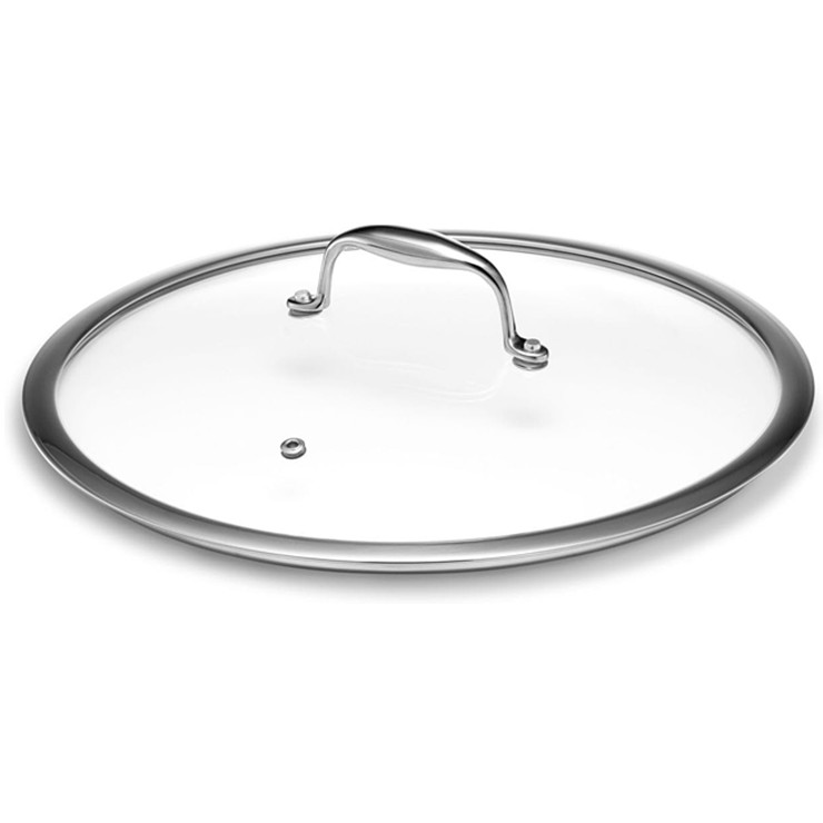 Modern 2-Piece Triple-Layer Stainless Steel Saute Pan Double Side Etched Glass Cast Steel Handle Gas Stove Compatible Kitchen