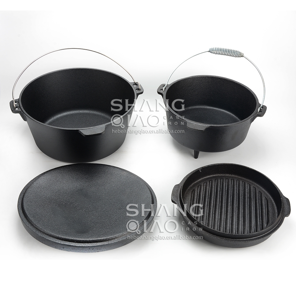 Gusseisen Dutch Oven Mit Deckel Garden Campfire Camping BBQ Dutch Oven with Feet and Lid Fire Pot Cast Iron Cooking Pot