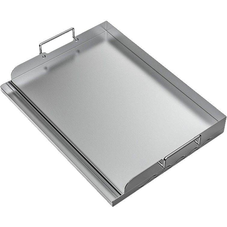 Outdoor Heavy Duty Stainless Steel Grill Plate BBQ Cooking Griddle Flat Top Griddle with 2 Handles