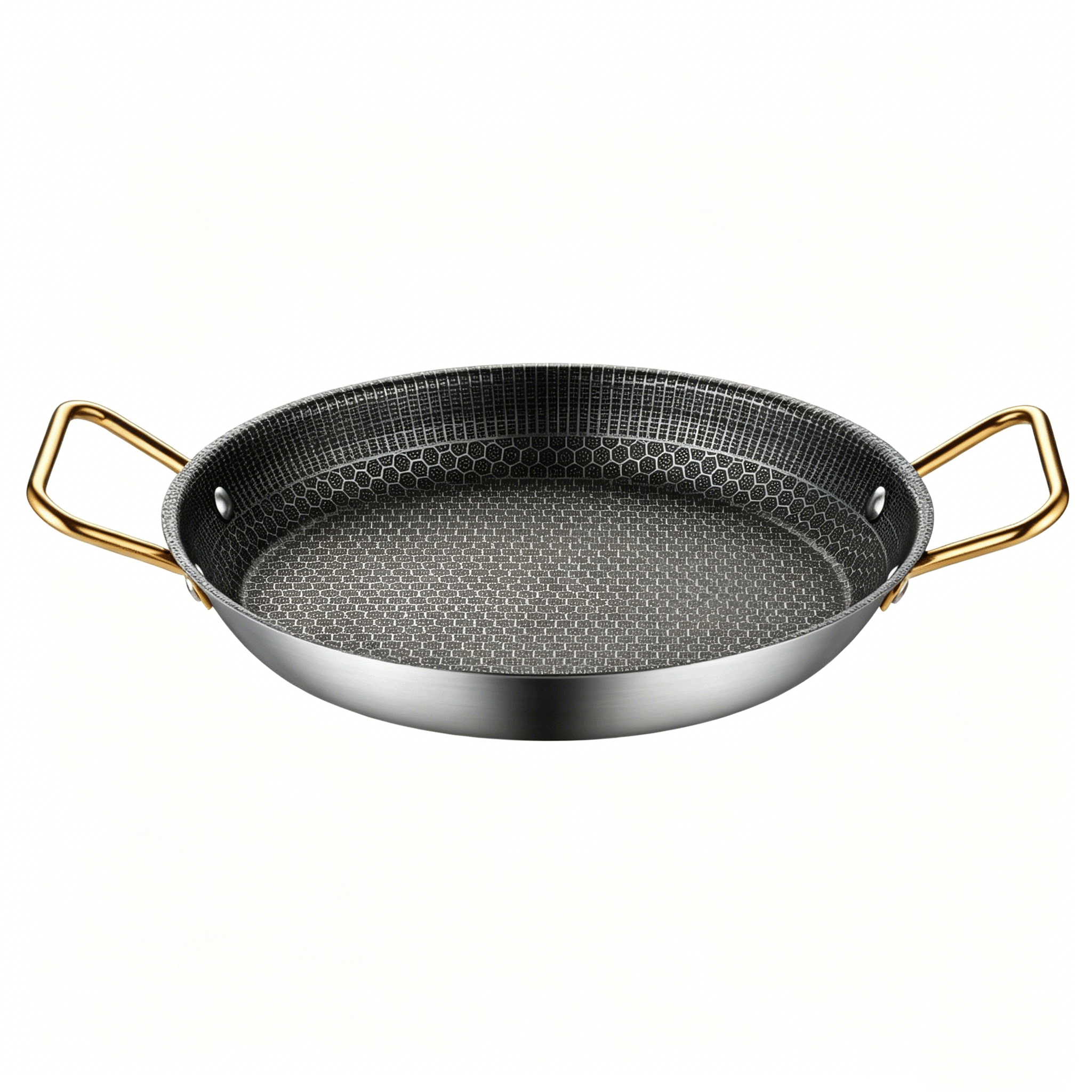 FLEY Commercial Thick Billet Honeycomb Fry Pan Stainless Steel Non Stick Korean Style Pan Multi Use Seafood Beef Fried Chicken