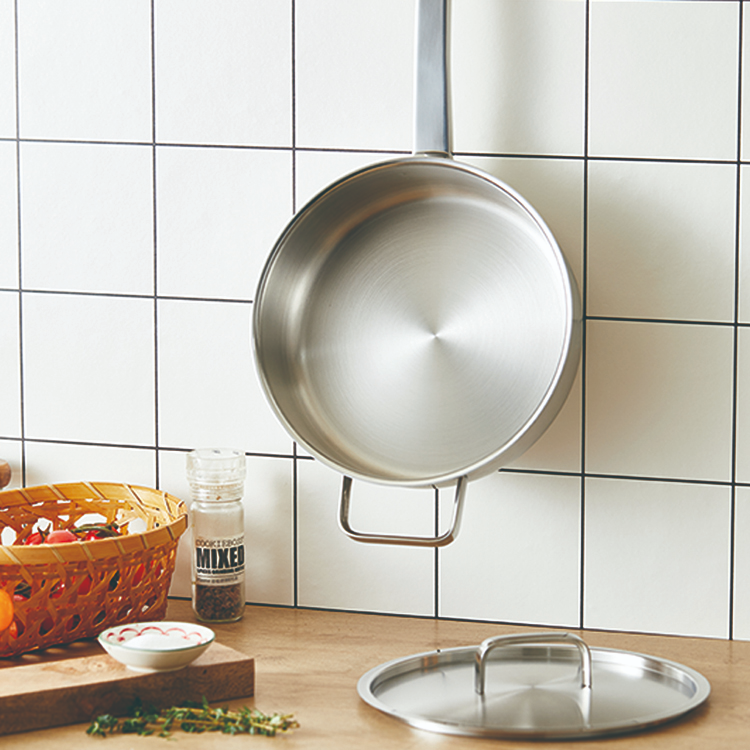 Multipurpose Nonstick Pan Deep Frypan Cookwar Triply Clad Bottom Stainless Steel Deep Frying Pans Saute Pan with Cover