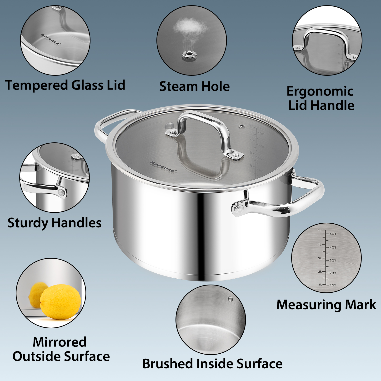 8L Commercial Home Brazier/Braising Heavy-Duty Large Induction Saucepan Hot Pot Classic Cookware Soup Stock Cooking Pots