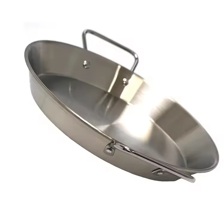Outdoor Kitchen Restaurant Round Dish Cooking Fry Pan Spanish Seafood Grill Stainless Steel Paella Pan