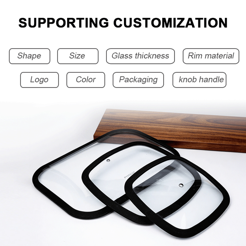 Custom Size Tempered Multipurpose Irregular Shaped Stainless Steel Skillet Pan Pot Tempered Glass Lid with Konb