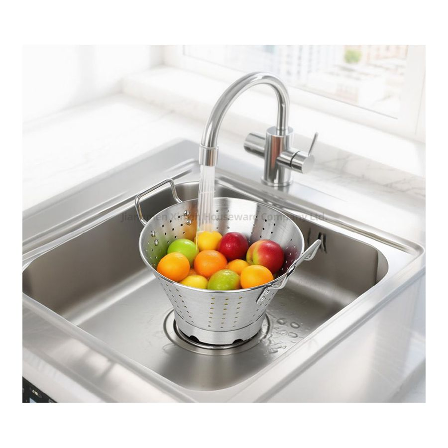 Multi-Purpose Stainless Steel Colander Vegetable Strainer, Fruit Washer Rinse Basket for Home Kitchen Commercial Use