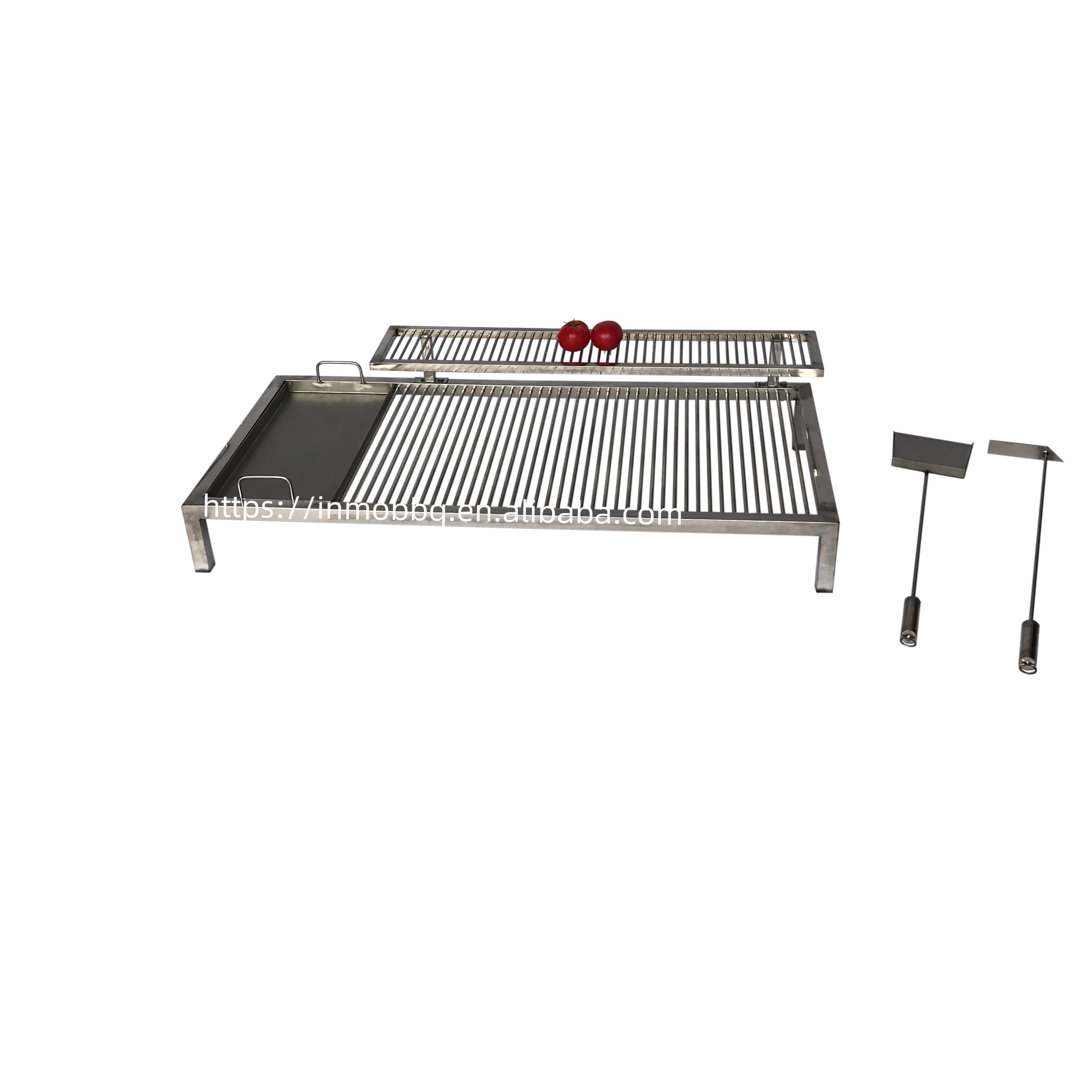 High Temperature Resistant Stainless Charcoal Bbq Grill with Brasero,Fireshovel and Coal Pusher