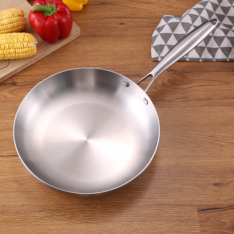 Best-Selling High Quality Cooking Pan Omelette Steak Protein Pan Induction Non-Stick Tri-Ply Stainless Steel Frying Pan