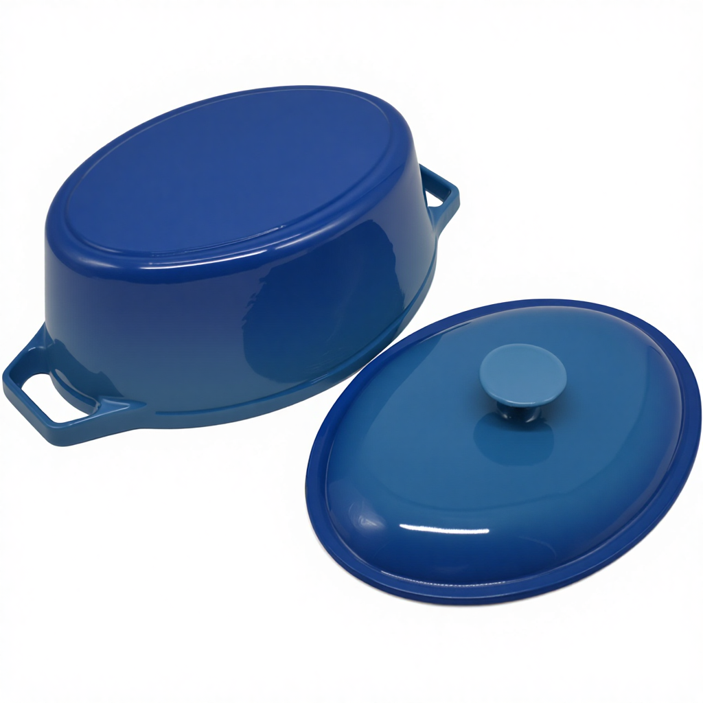 7QT Cast Iron Enamel Coating Oval Dutch Oven With Lid
