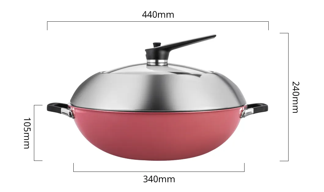 Hot Sales Cookware Stainless Steel Non-Stick Eterna Coating Ceramic Outer Layer 34cm Wok