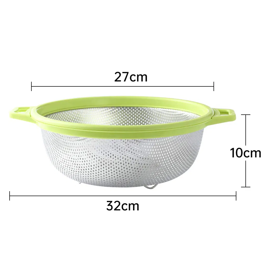 Factory Direct Stainless Steel Colander with Green Handles