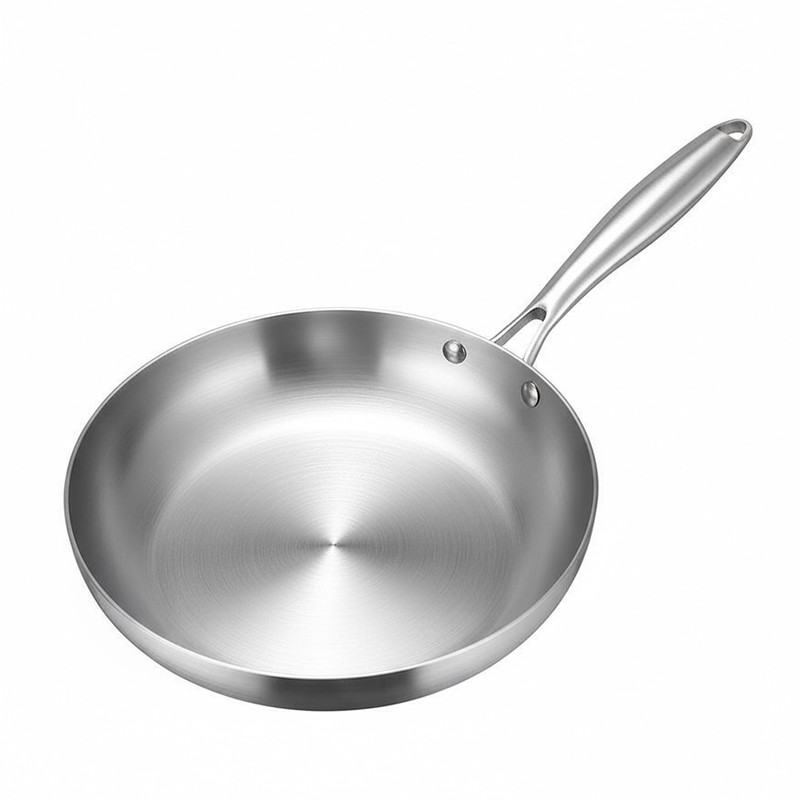OEM/ODM 304 Stainless Steel Skillet Pan Non-Stick Flat Bottom Frying Pan Impact-bonded For Home Hotel Restaurant Use