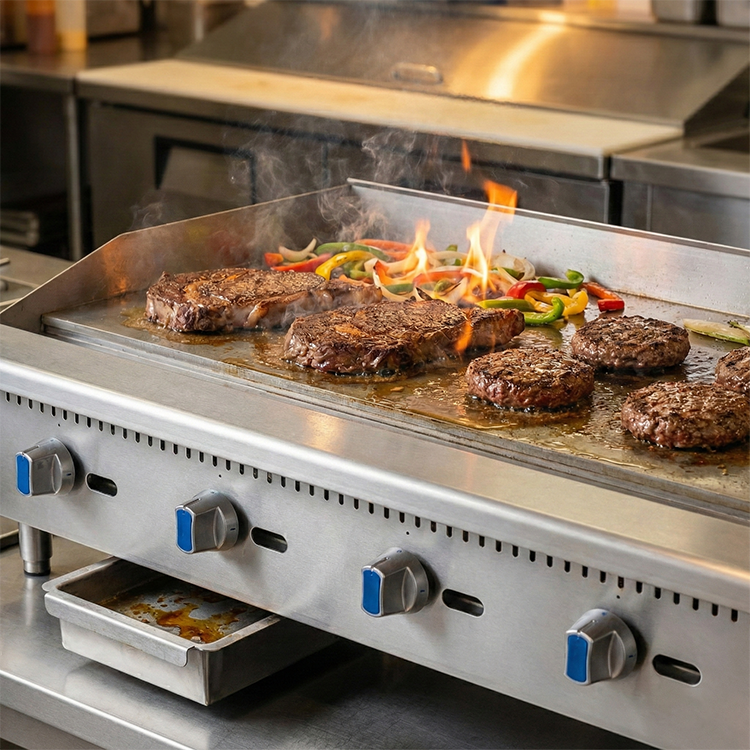 Stainless Steel Gas Griddle for Food Truck Snack Bar Flat Top Grill