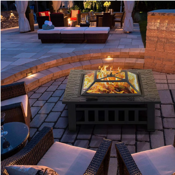 Custom Home Garden Portable Adjustable Charcoal BBQ Square Table Stove Campfire Brazier Outdoor Camping Fire Pit Stainless Steel