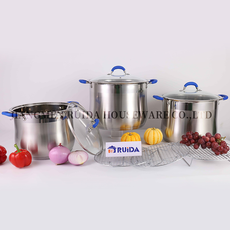 High Quality Wholesale Induction Soft Touch Kitchen Utensils Stainless Steel Stockpot Stock Pot