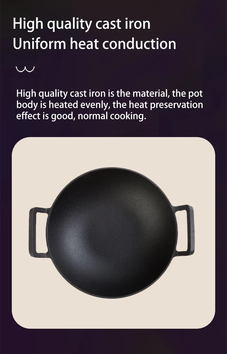 Traditional Large 14 Inch Cast Iron Wok for Cooking