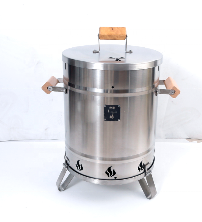 Modern BBQ Fire Pit Stove - Elegant Stainless Steel Grill and Ambient Heater for Garden Parties, Decks and Outdoor Living Spaces