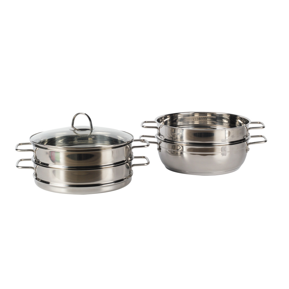 Stainless Steel Induction Safe Durable 10-Piece Cookware Set Dutch Oven Steamer Pots and Pans Dishwasher Safe Silver