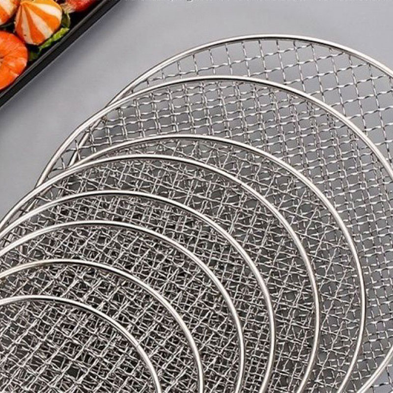 OEM Stainless Steel BBQ Net Thickened Circular Barbecue Mesh Picnic Camping Outdoor Barbecue Plate