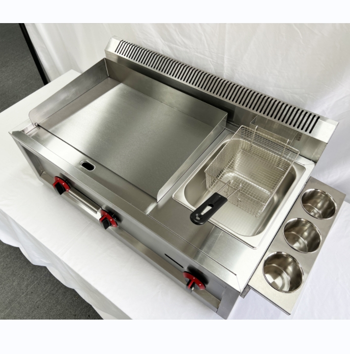 Professional Commercial Gas Griddle and Fryer Burger Griddle Countertop Stainless Steel Stoves Steak Griddles and Gas Fryer