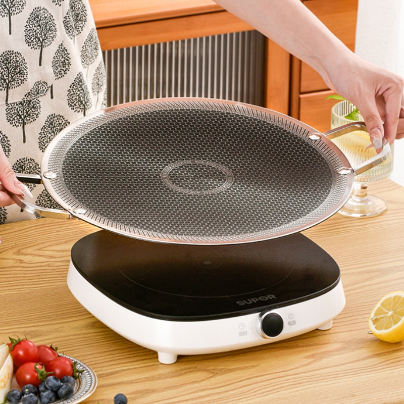Portable 316 Stainless Steel BBQ Griddle Pan Triple Ply Camping Grill Plate for Outdoor and Home Cooking