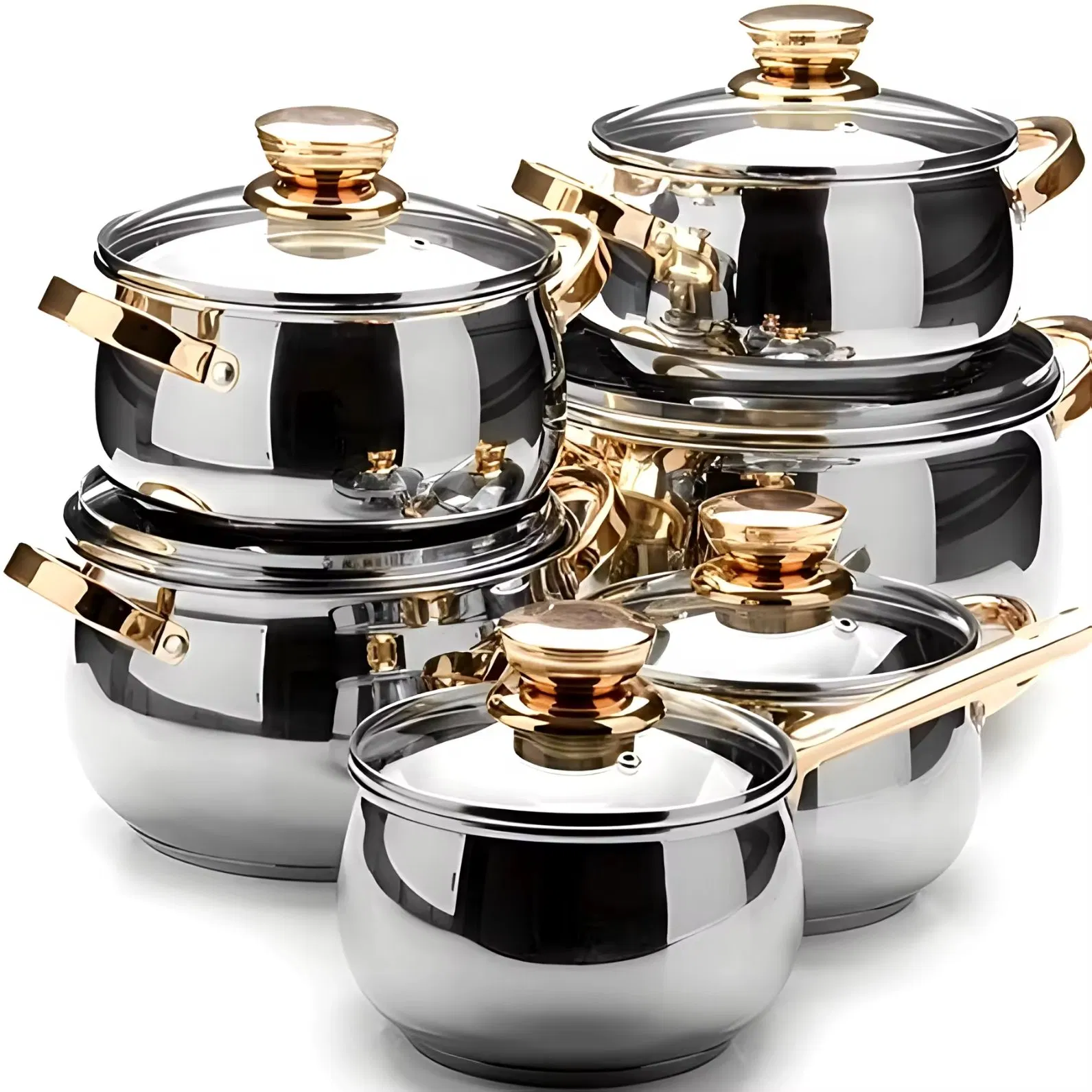 Hot Sale Multifunctional Stainless Steel Cooking Pot and Pans Set Non-Stick Kitchenware for Gas Stove for Home Milk Cooking Best Cooking Pan Set
