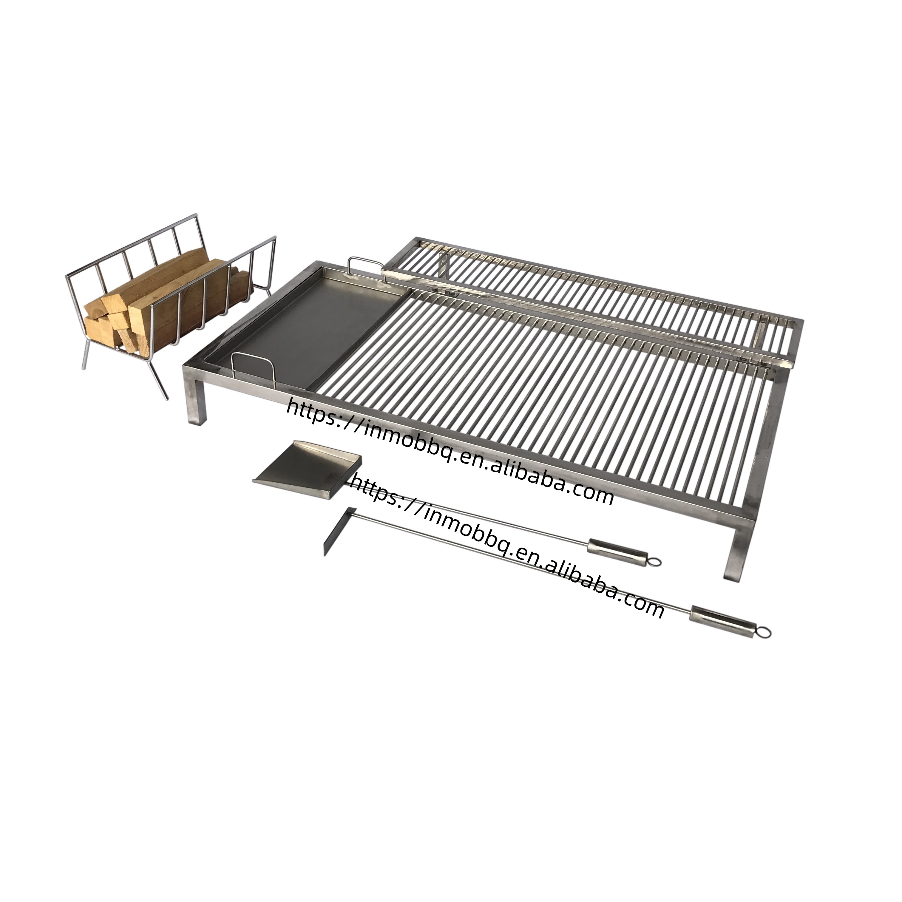 High Temperature Resistant Stainless Charcoal Bbq Grill with Brasero,Fireshovel and Coal Pusher