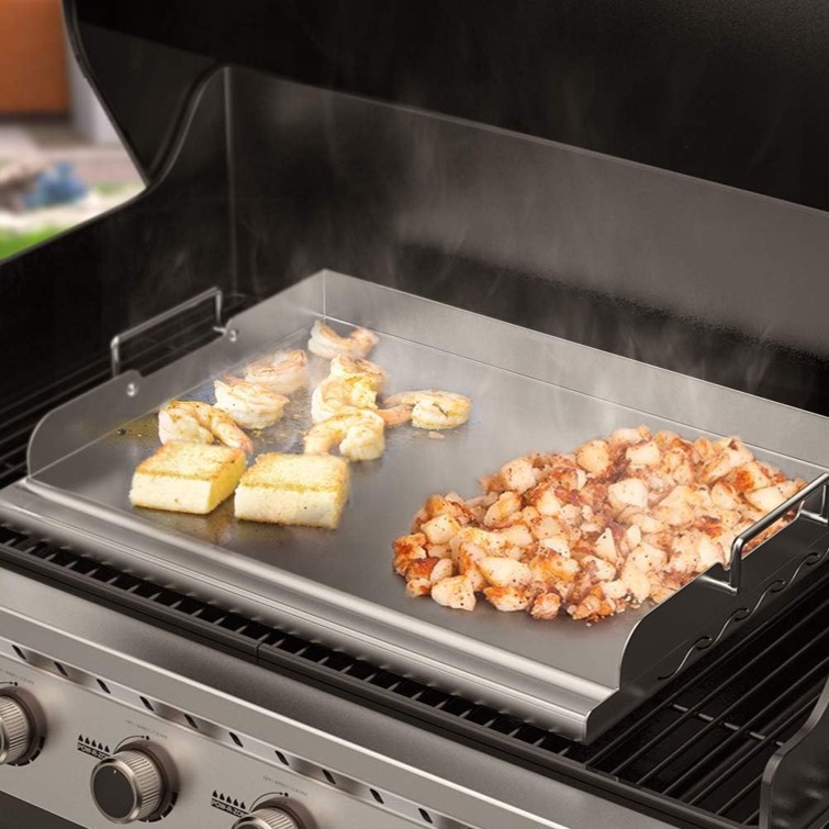 Outdoor Heavy Duty Stainless Steel Grill Plate BBQ Cooking Griddle Flat Top Griddle with 2 Handles