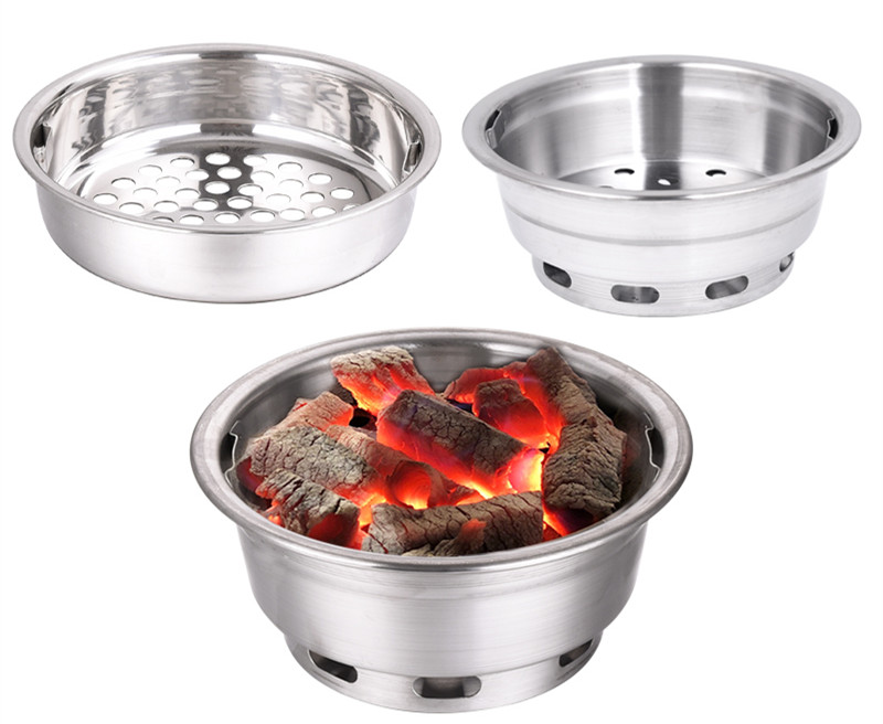 Stainless Steel Fire Pit BBQ Charcoal Grill Pot Box Basin Brazier for Korean BBQ Durable Metal Material