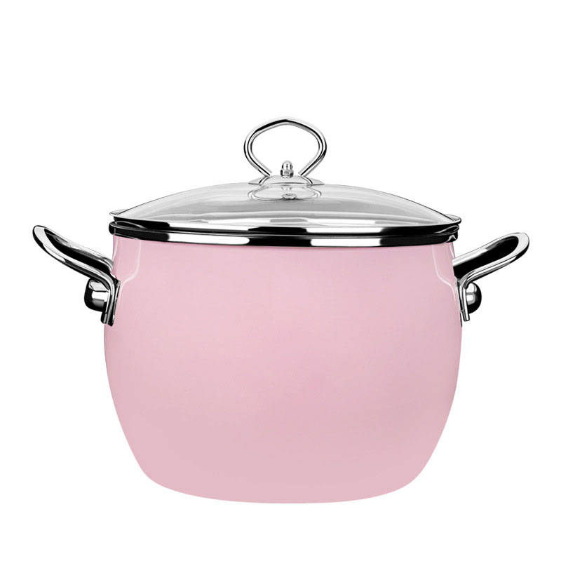 22CM Enamel Stewe Pot Steel Cooking Pots Kitchen Cookware Soup Pot