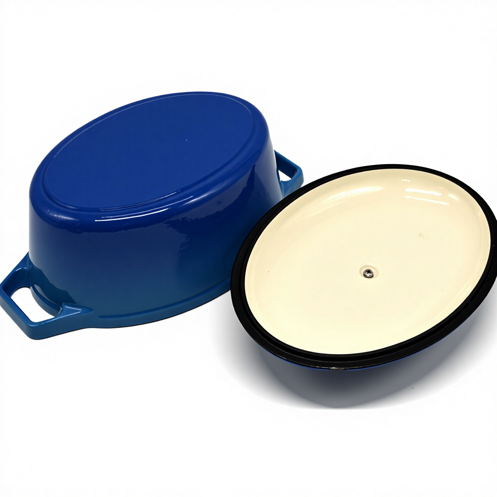 7QT Cast Iron Enamel Coating Oval Dutch Oven With Lid