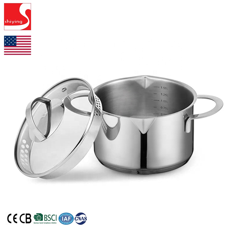 SY-Kitchenware Stainless Steel Dishwasher Safe Induction Dutch Oven Cookware 5 Quart Silver Casserole Cooking Pot