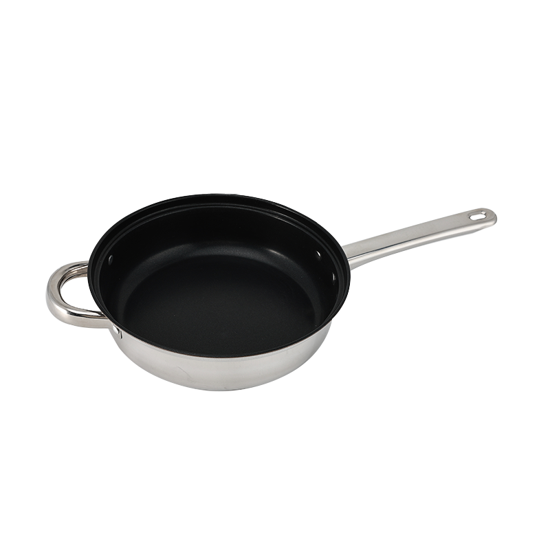 Eco-friendly Stainless Steel Flat Frying Pan Kitchen Cookware Stay Cool Handle Non-Toxic Nonstick Saute Pans for Egg