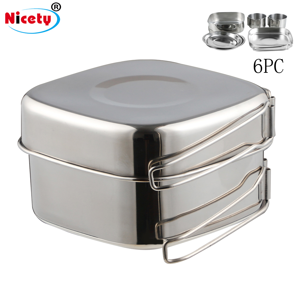 Eco-friendly Portable Stainless Steel Folding Cookware Set for Outdoor Camping Frying Pans Travel Friendly