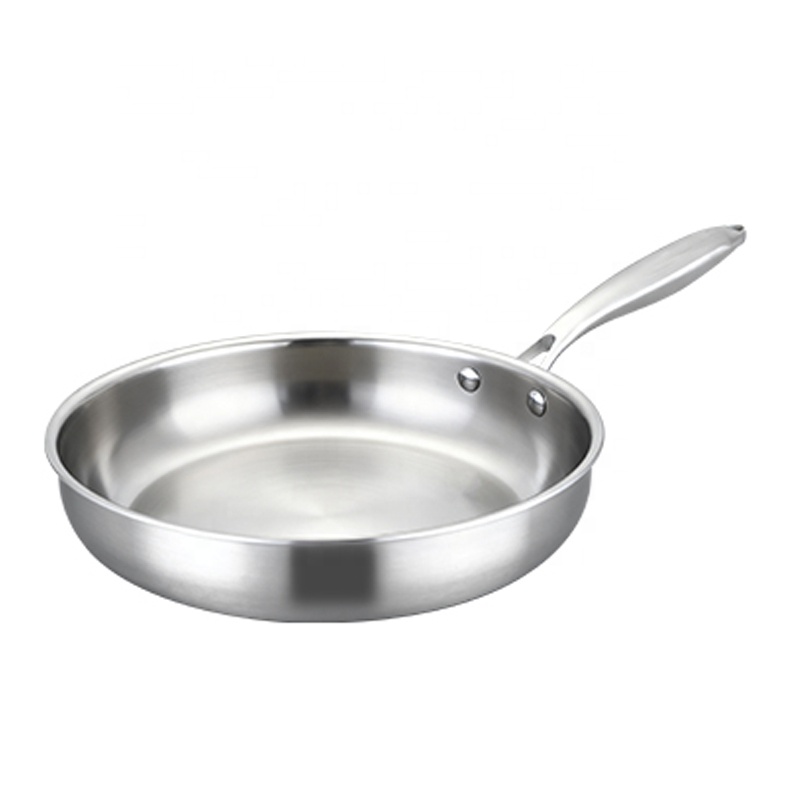 PFOA/PTFE Free Tri-Ply Stainless Steel Pan Skillet Non Toxic 3-ply Stainless Steel Frying Pan Induction/Oven/Dishwasher Safe