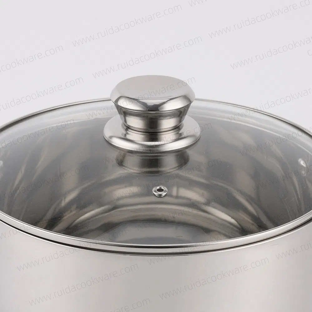 Kitchen Equipment Stainless Steel Cookware Set Silver Glass Lid Stockpot