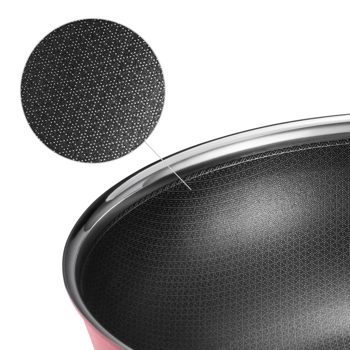 Best Seller Cookware Stainless Steel Non-Stick Eterna Coating Ceramic Outer Layer 32cm Wok