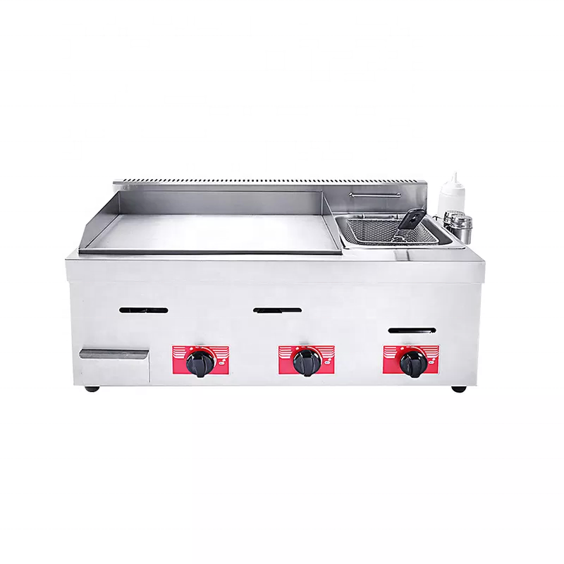 2025 Hot Sales Commercial Gas Griddle Stainless Steel Flat Plate with Gas Fryer 6L Capacity for Restaurant