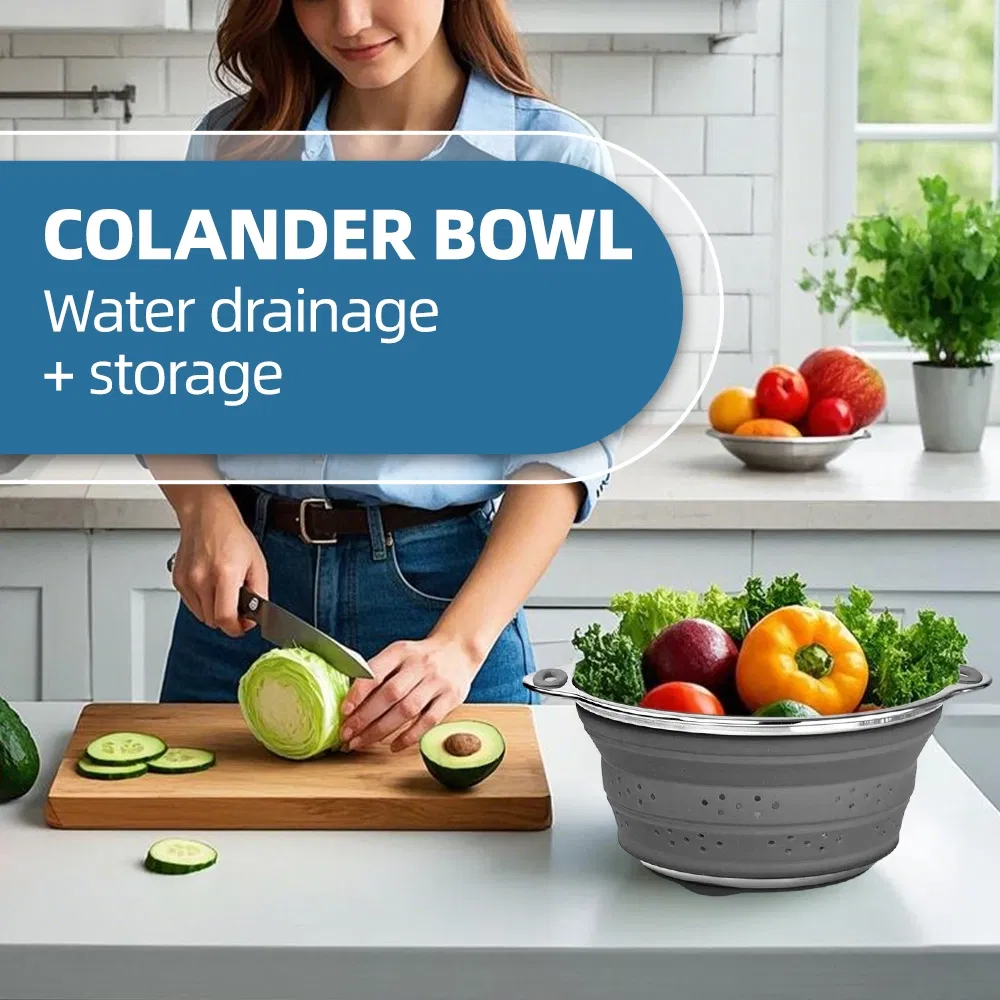 Stainless Steel Base Silicone Colander 4
