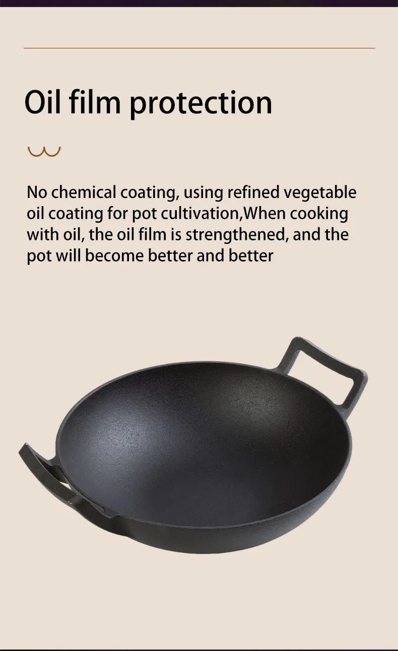 Best Sale Chinese Cast Iron Wok with Wooden Lid