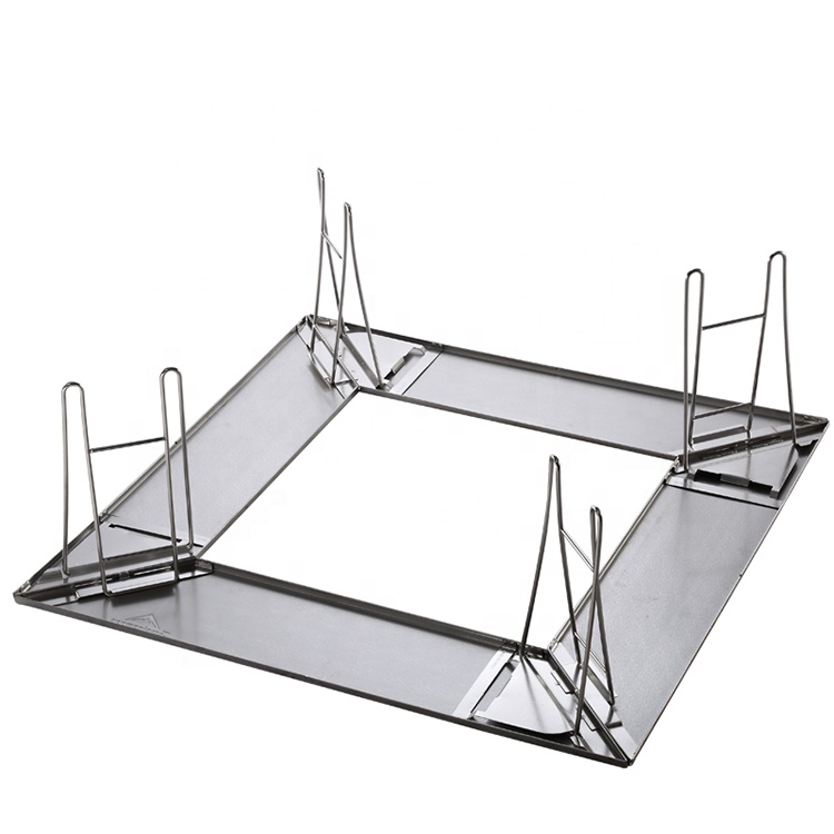 IGT Outdoor Camping Portable Folding Stainless Steel BBQ Table Collapsible Brazier Fire Pit Fireplace Square Picnic Table