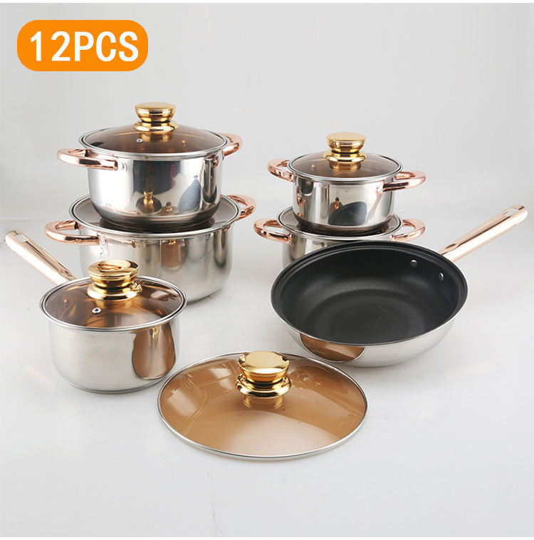 Factory Direct: Stainless Steel Cookware Set (24-Piece / 12-Piece) — Includes Stockpot, Milk Pan, and Frying Pan — Cross-Border Export Assortment