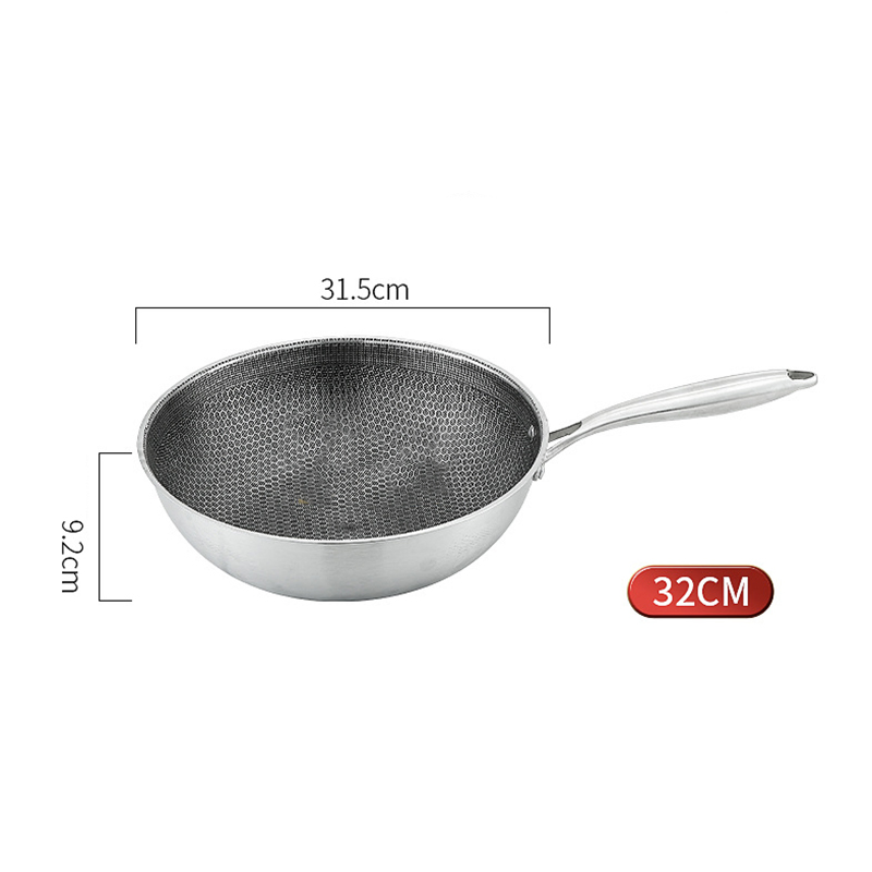 Stainless Steel Non Stick Steak Deep Frying Pan Honeycomb Stir Frypan Kitchen Woks