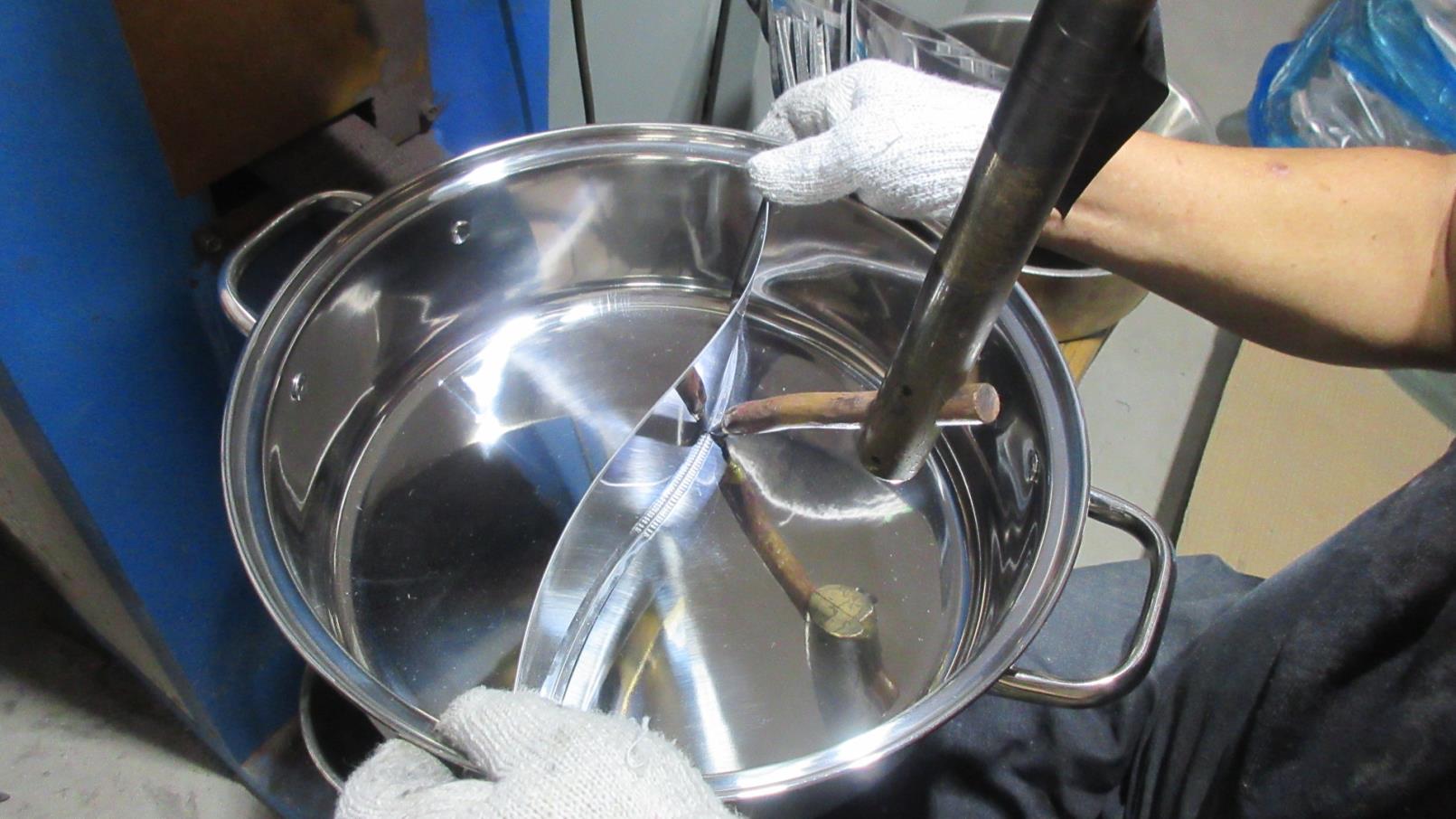 TIG welding process for stainless steel kitchenware assembly at Kaus Kitchen factory