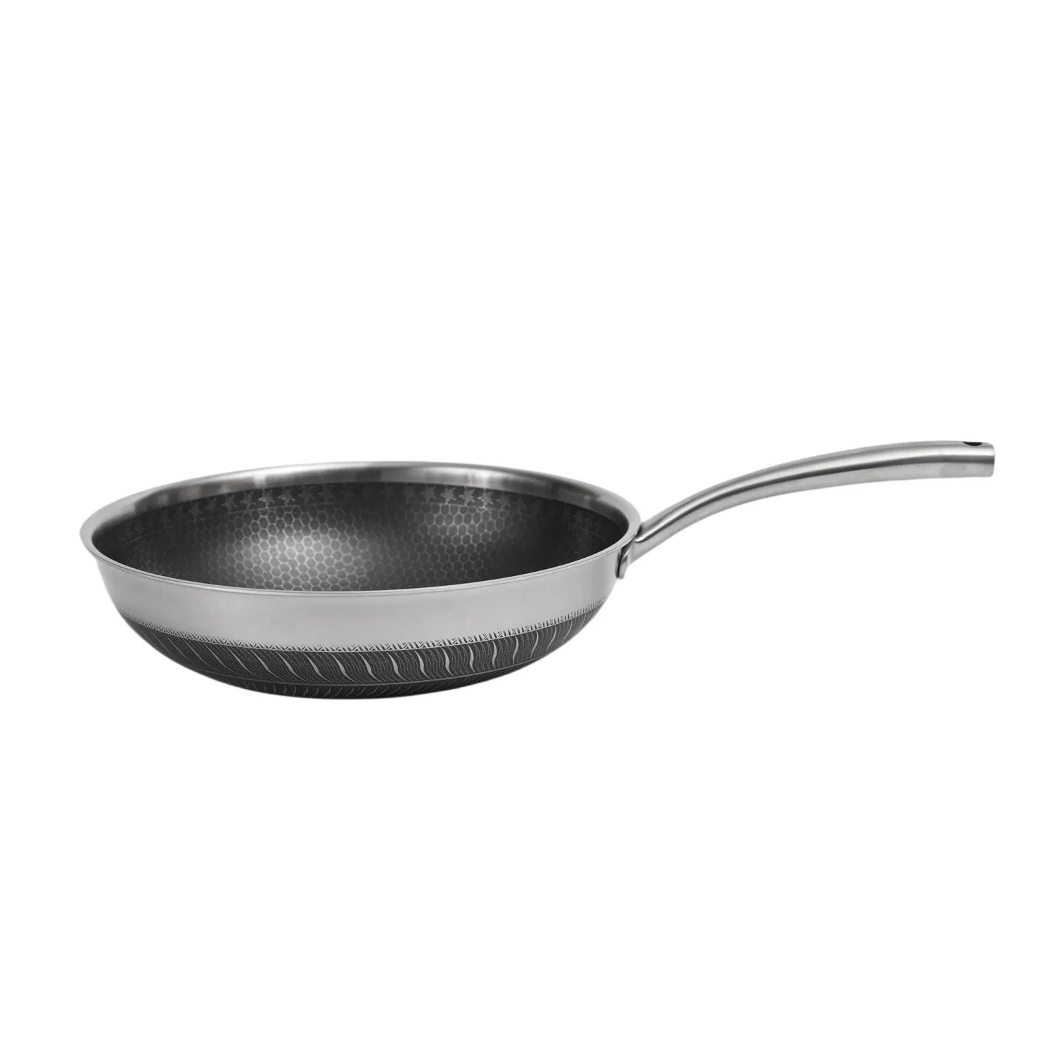 Factory Outlet Stainless Steel Cookware Non-Stick Double Layers Honey Comb Coating 30cm Wok