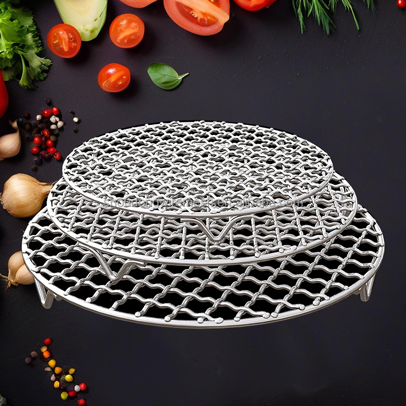 OEM Stainless Steel BBQ Net Thickened Circular Barbecue Mesh Picnic Camping Outdoor Barbecue Plate