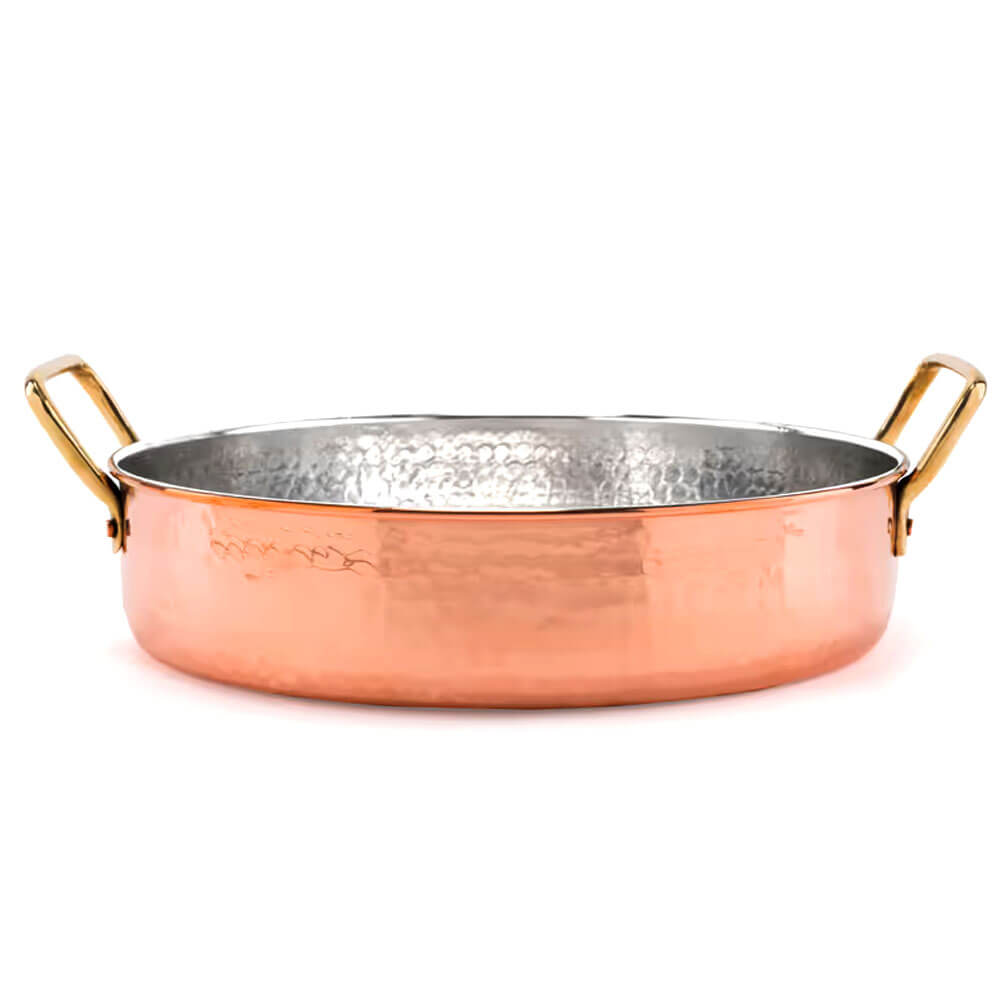 Hand Hammered Modern Design Copper Simmering Pot Copper Exterior Stainless Steel Handles Gas Cooker Applicable Durable