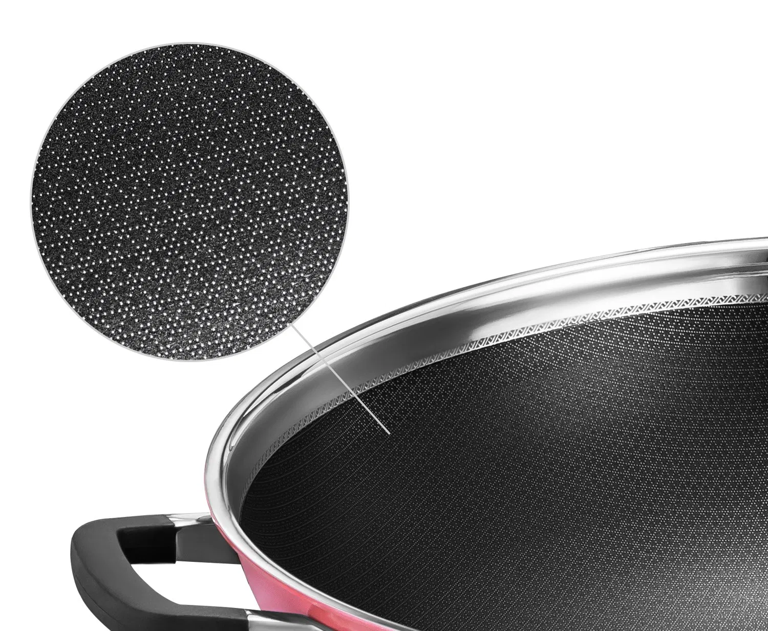 Hot Sales Cookware Stainless Steel Non-Stick Eterna Coating Ceramic Outer Layer 34cm Wok